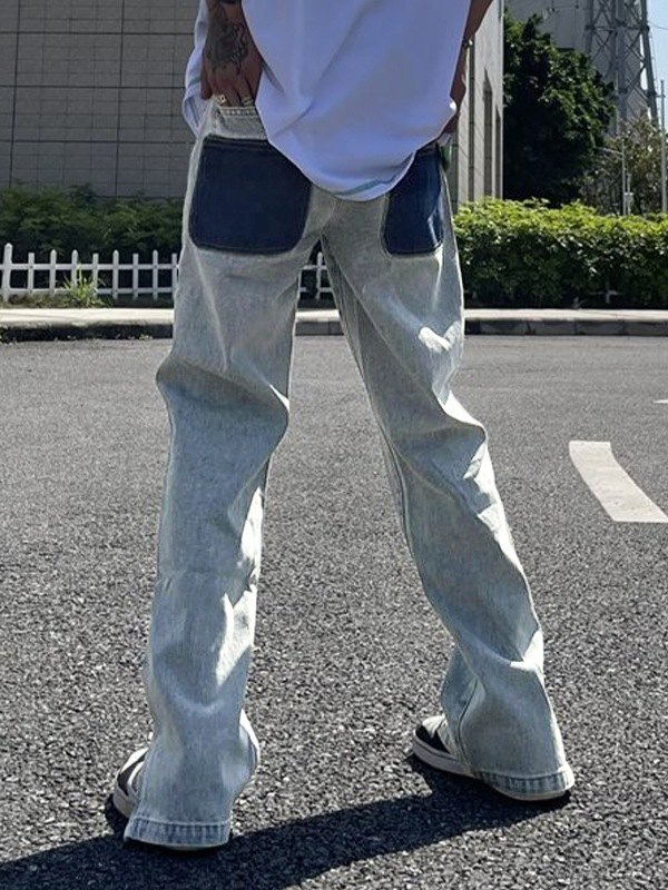 EMMIOL Jeans ajustados rectos con diseño de mariposa y serpiente para hombre