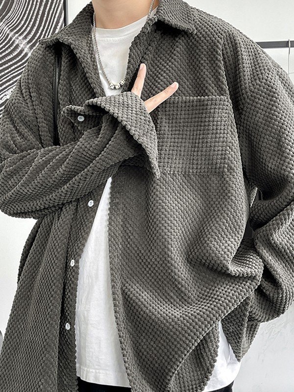 EMMIOL Men's Corduroy Long Sleeve Shirt Jacket