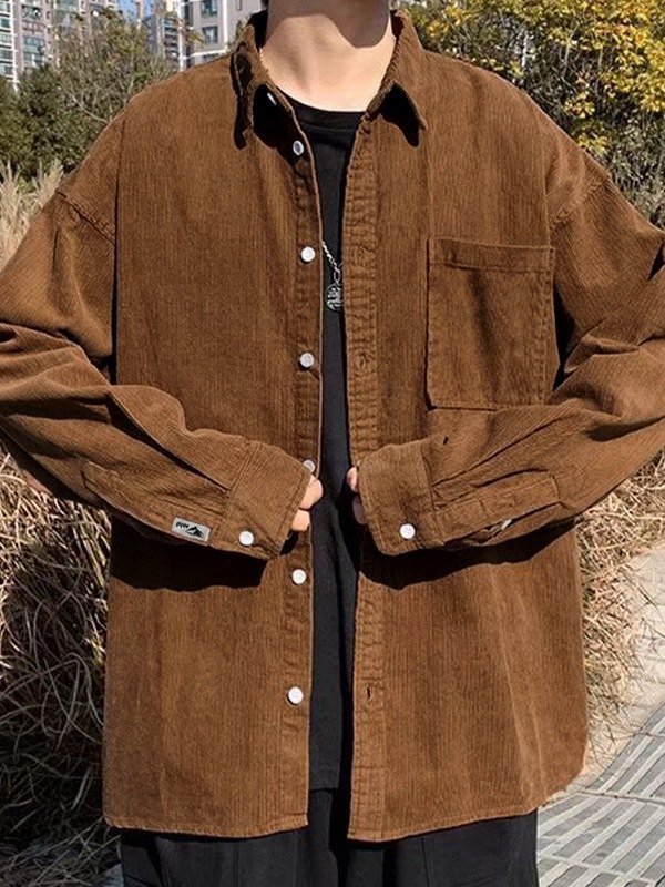 EMMIOL Herren-Cord-Button-Down-Hemdjacke