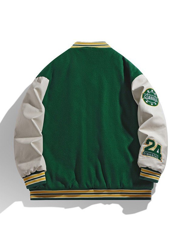 EMMIOL Bestickte College-Jacke mit Knöpfen für Herren