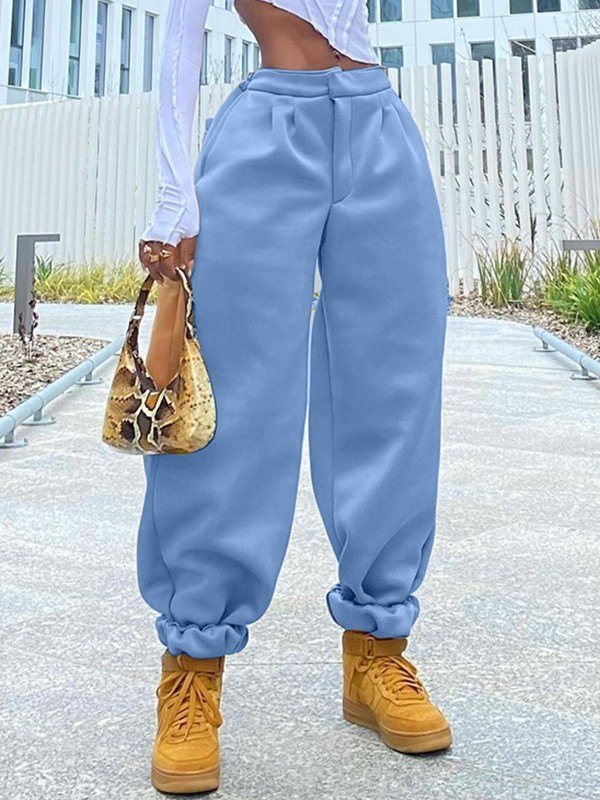 EMMIOL Pantalones jogger holgados de color liso