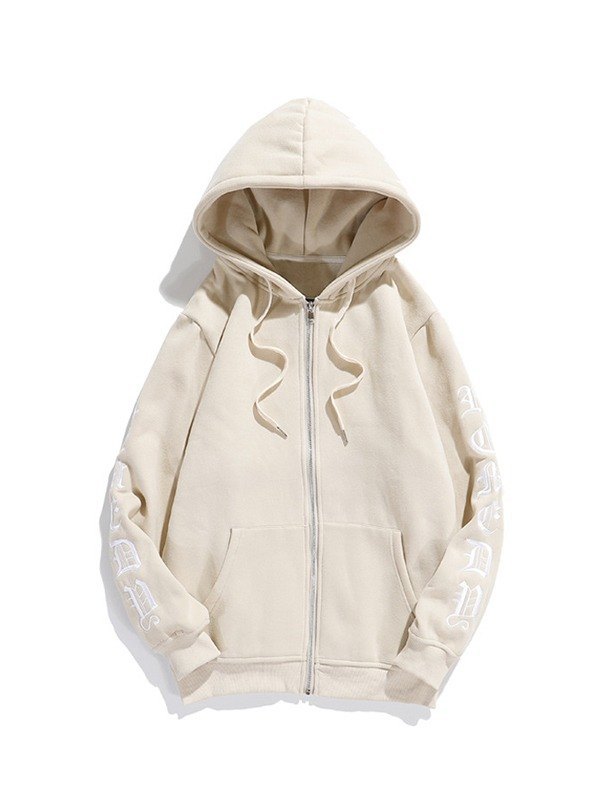 EMMIOL Unisex Gothic Letter Graphic Zip Up Hoodie