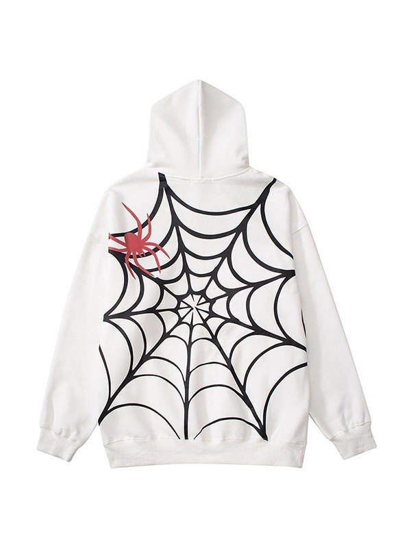 EMMIOL Unisex Loose Fit Spiderweb Graphic Hoodie