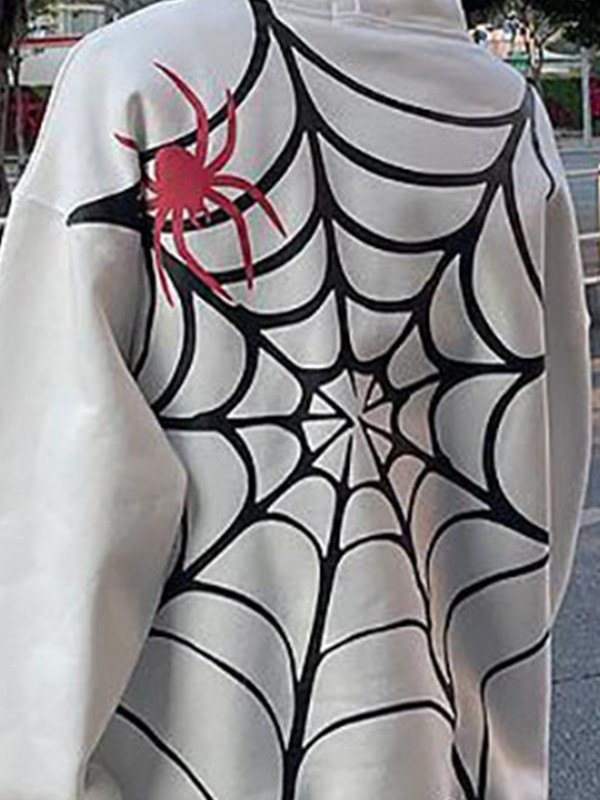 EMMIOL Unisex Loose Fit Spiderweb Graphic Hoodie