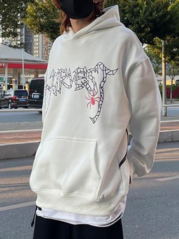 EMMIOL Unisex Loose Fit Spiderweb Graphic Hoodie