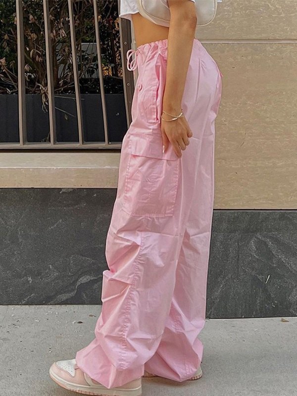 2022 Drawstring Y2K Baggy Cargo Pants Pink M In Cargo Pants Online