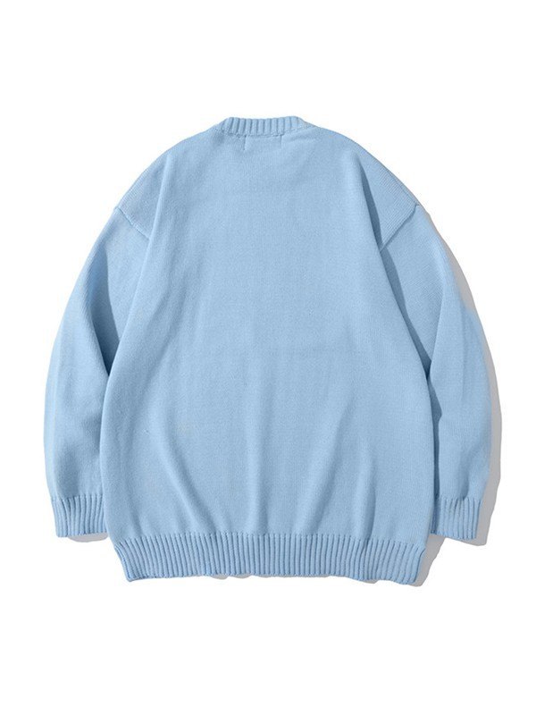 Emmiol Free shipping 2023 Men's Grunge Figure Graphic Knit Sweater Blue