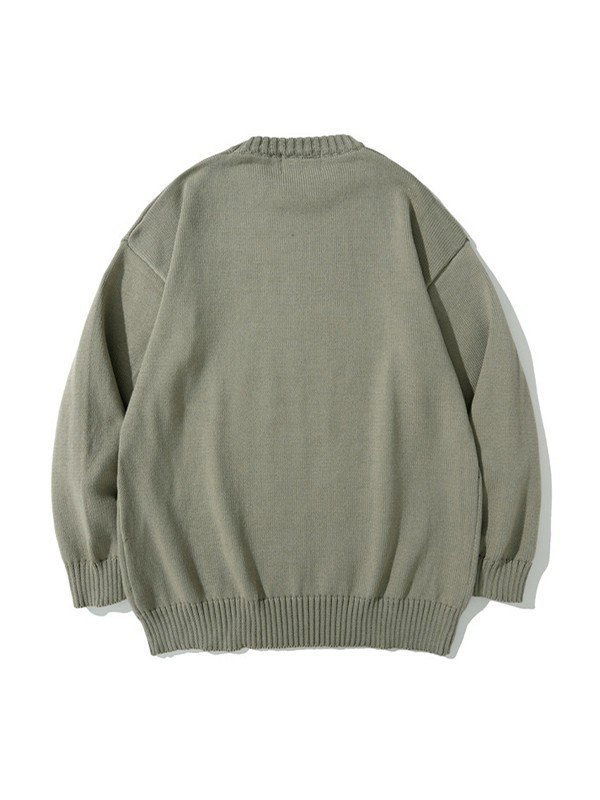 2023 Men's Grunge Figure Graphic Knit Sweater Green M In Sweaters