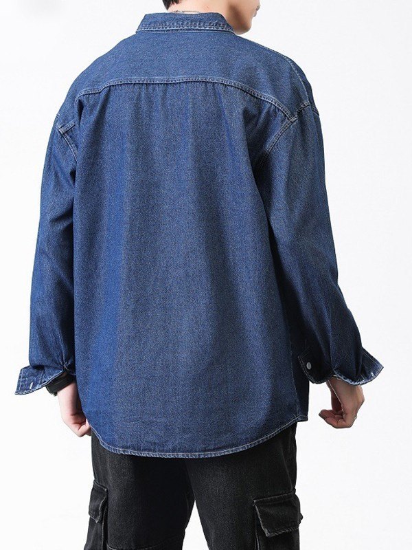 EMMIOL Men's Washed Long Sleeve Denim Shirt