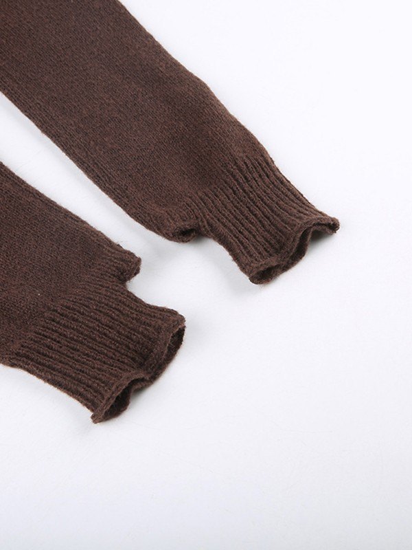 Emmiol Free shipping 2023 Arm Warmer V Neck Cropped Sweater Vest Brown