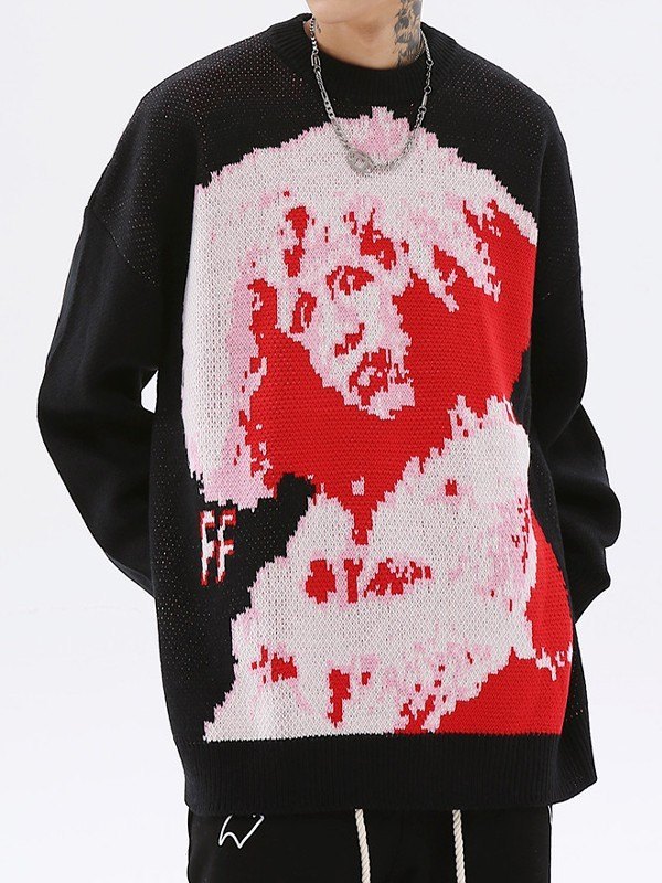 EMMIOL Jersey De Hombre De Punto Jacquard Oversize