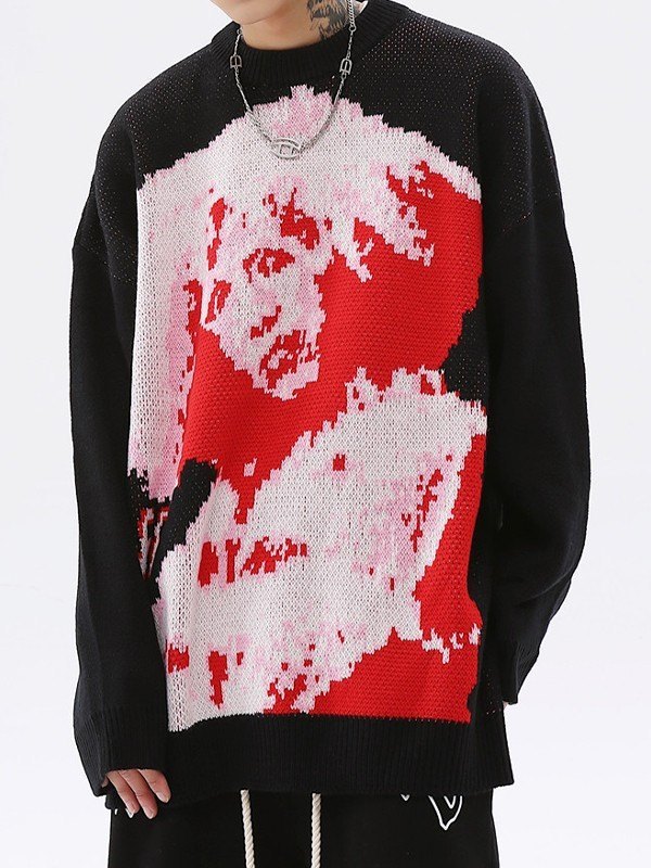 EMMIOL Jersey De Hombre De Punto Jacquard Oversize