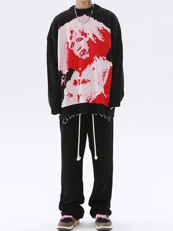 EMMIOL Jersey De Hombre De Punto Jacquard Oversize