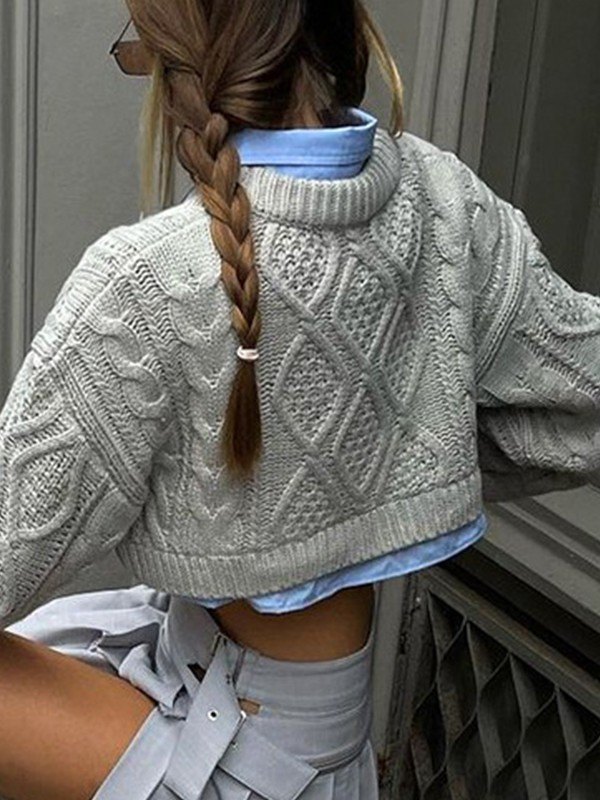 EMMIOL Cable Knit Cropped Sweater