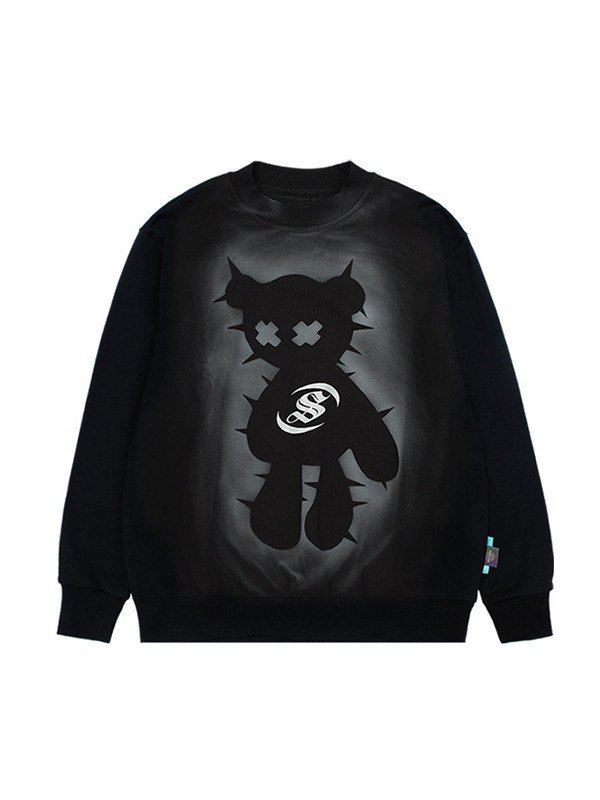 EMMIOL Unisex Reflective Spray Bear Graphic Sweatshirt