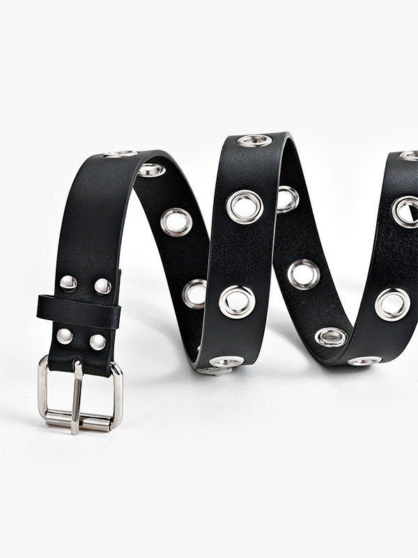 EMMIOL Cinturón de hebilla de ojal simple de cuero de pu