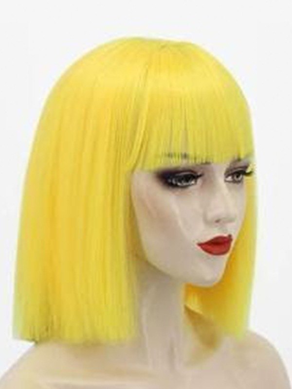 EMMIOL Yellow Short Straight Wig With Bangs