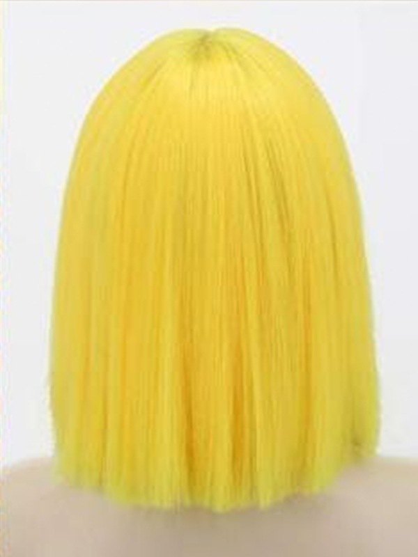 EMMIOL Yellow Short Straight Wig With Bangs