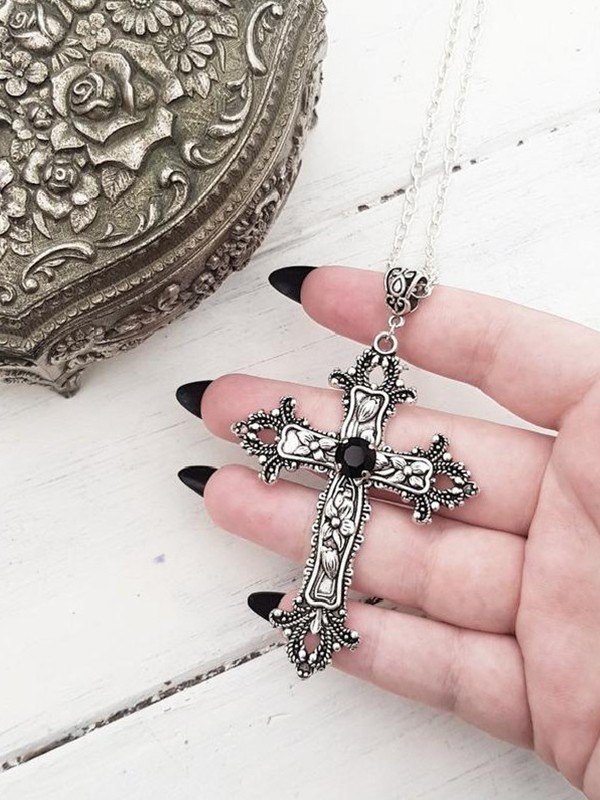 Collana Con Ciondolo A Croce In Cristallo Rosa, Stile Gotico Punk Y2K Per Donna E Uomo, Regolabile