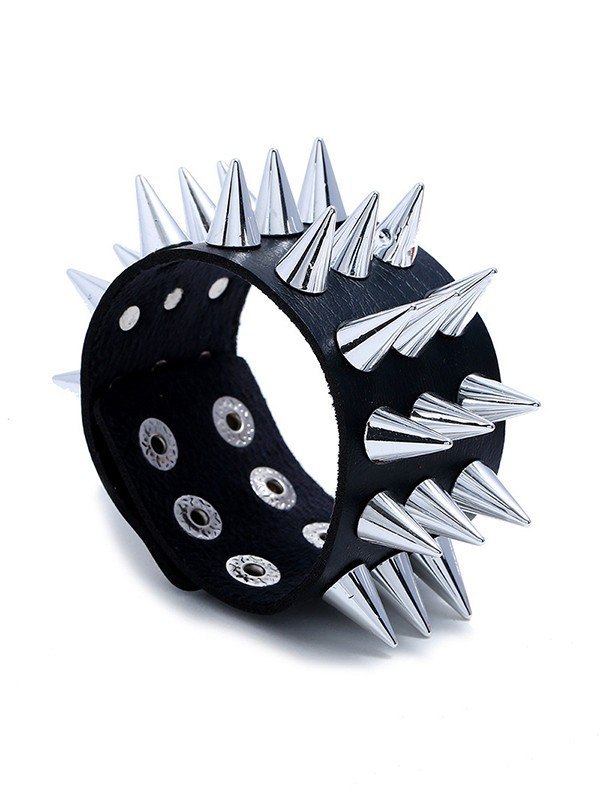 EMMIOL Punk Spikes Chunky Pu-Leder-Armband