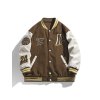 EMMIOL Bestickte College-Jacke mit Knöpfen für Herren