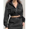 EMMIOL Hooded Zip Up Cropped Cargo Jacket
