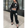 EMMIOL Conjunto de chaqueta y joggers Varsity bordados