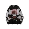 EMMIOL Men's Punk Jacquard Pullover Sweater