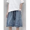 EMMIOL Men's Drawstring Distressed Denim Shorts