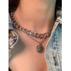 EMMIOL Collar de cadena gruesa con dije de moneda de doble capa