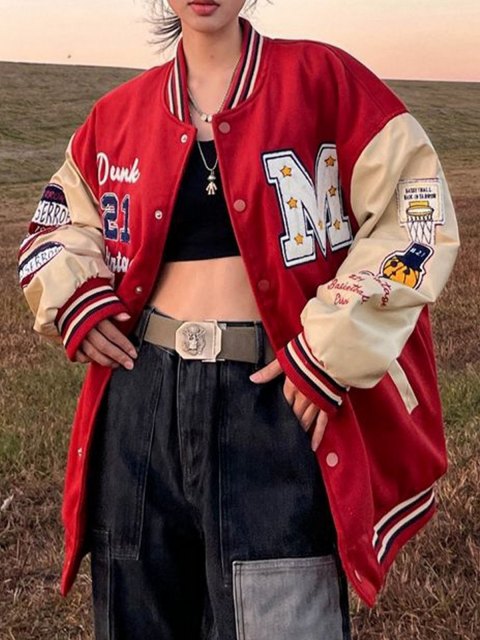 90'S Richard A. Leslie Birdie Padded Varsity Jacket, Made in USA, Men's Size L unclear navy blue type Vintage Second Hand