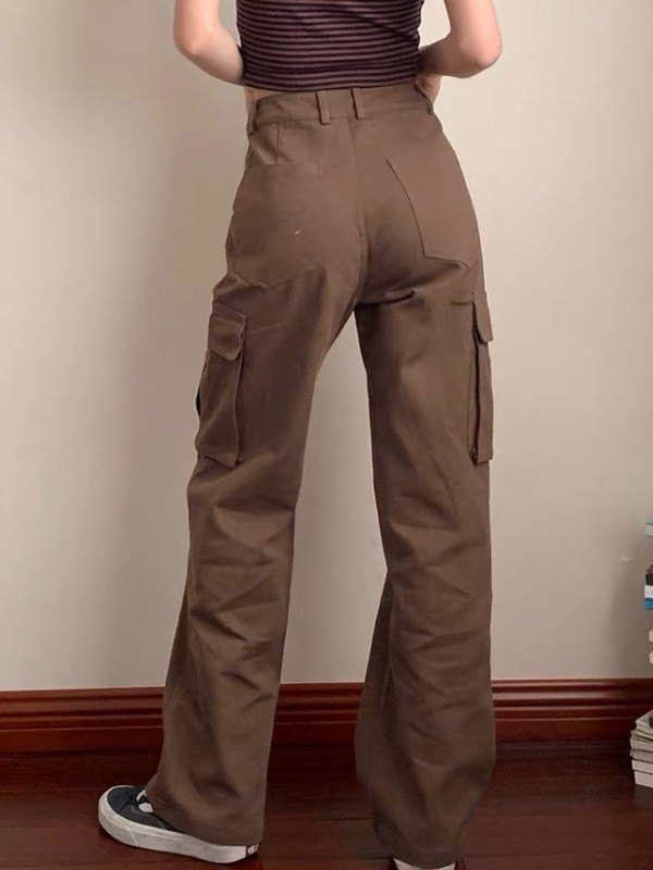 EMMIOL Vaqueros cargo vintage de pierna recta en marrón