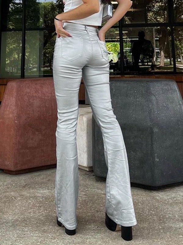 EMMIOL Butt Lifting Metallic Flare Leg Pants