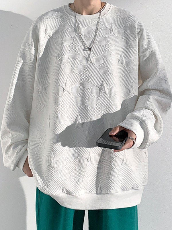 EMMIOL Pullover-Sweatshirt mit strukturiertem Stern für Herren