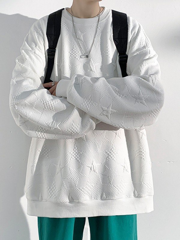 EMMIOL Pullover-Sweatshirt mit strukturiertem Stern für Herren
