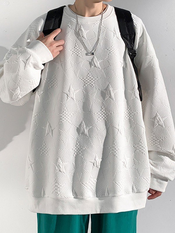 EMMIOL Pullover-Sweatshirt mit strukturiertem Stern für Herren