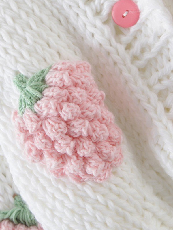 EMMIOL Cropped Strawberry Crochet Knit Cardigan