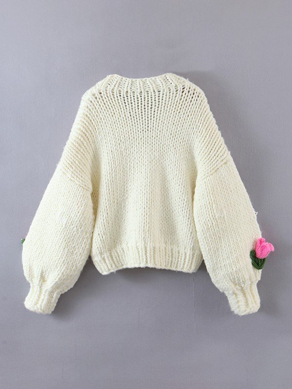 EMMIOL Button Up Floral Crochet Knit Cardigan