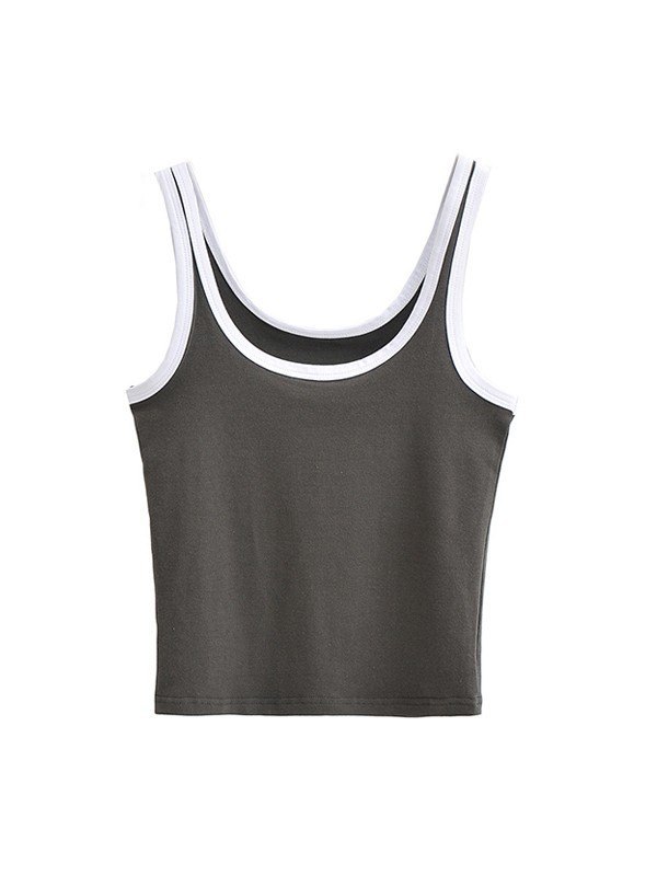 EMMIOL Contrast Trim Cropped Tank Top