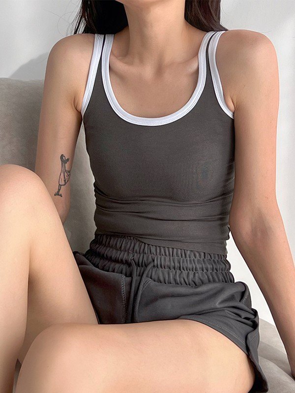 EMMIOL Contrast Trim Cropped Tank Top