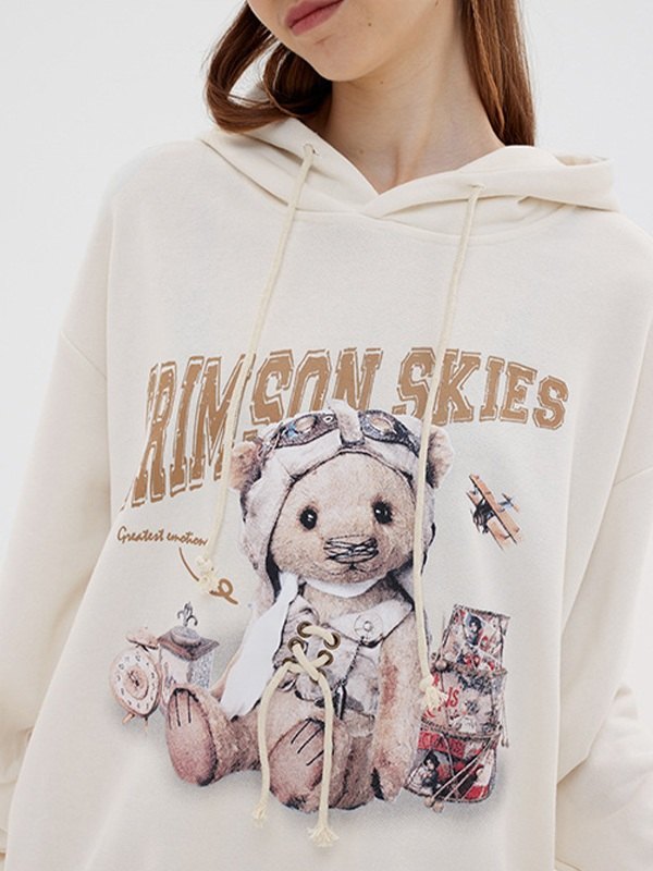 EMMIOL Sudadera con capucha unisex con gráfico de oso de dibujos animados de muy buen gusto para parejas