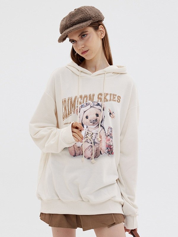 EMMIOL Sudadera con capucha unisex con gráfico de oso de dibujos animados de muy buen gusto para parejas