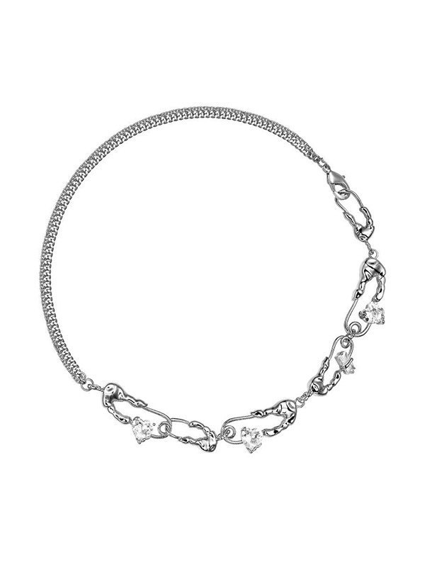 EMMIOL Collar de corazón de circón con patrón de imperdible
