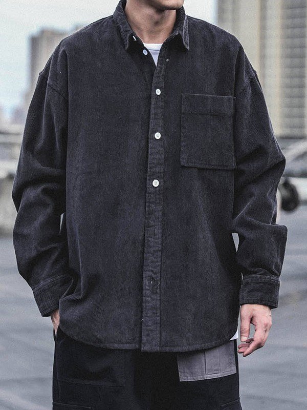 EMMIOL Men's Button Down Corduroy Long Sleeve Shirt