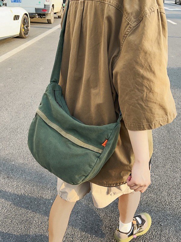 EMMIOL Vintage Canvas Solid Color Crossbody Bag