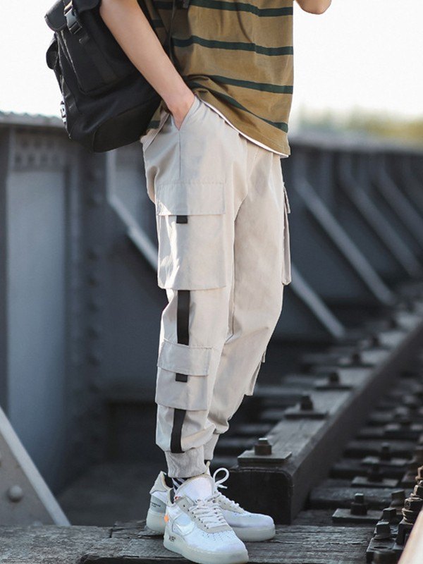 EMMIOL Pantalones cargo tipo jogger con bolsillo de parche para hombre