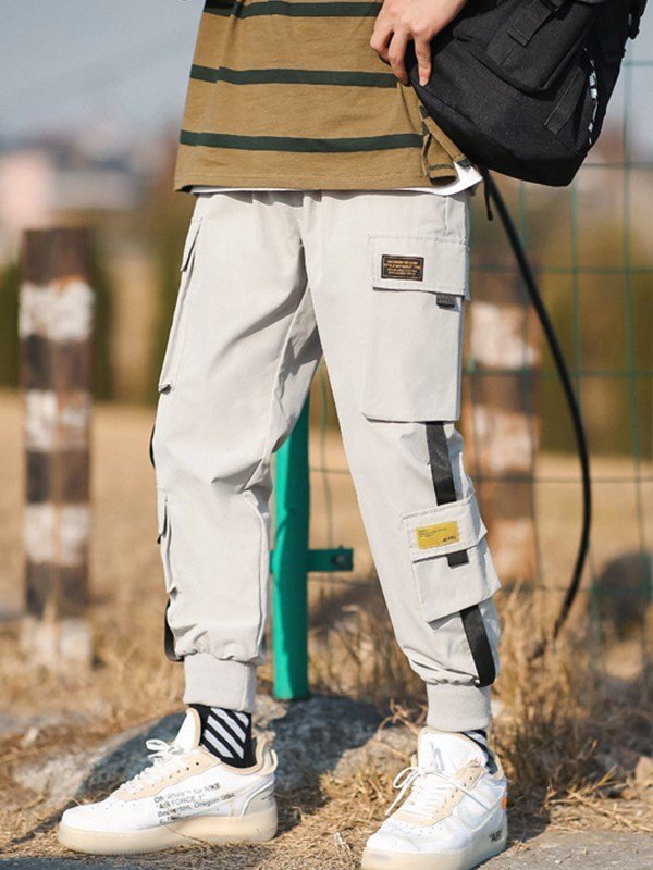 EMMIOL Pantalones cargo tipo jogger con bolsillo de parche para hombre