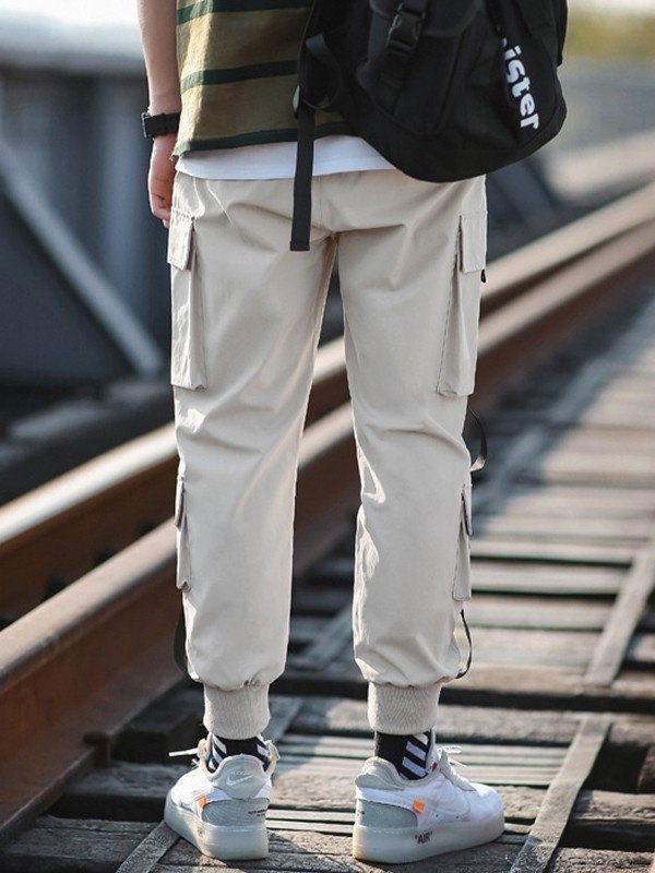 EMMIOL Pantalones cargo tipo jogger con bolsillo de parche para hombre