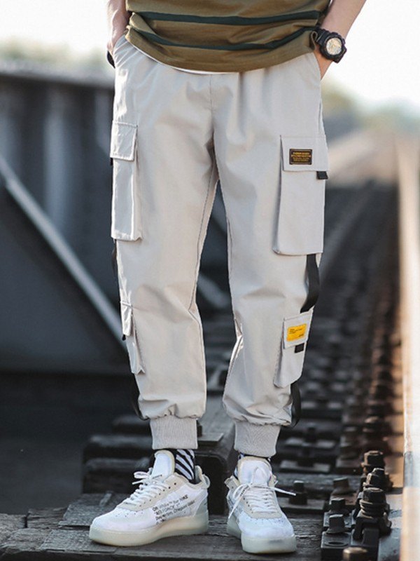 EMMIOL Pantalones cargo tipo jogger con bolsillo de parche para hombre