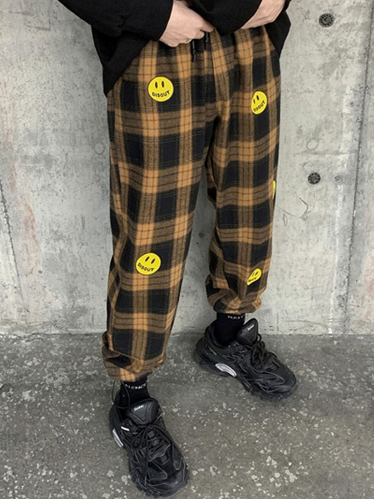 EMMIOL Men's Smile Checkered Casual Sweatpants